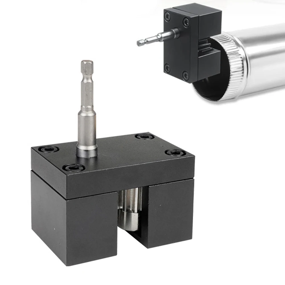 for Power Assisted Pipe Crimper for Round Metal Air Ducts Featuring Shock Drive Compatibility and Hex Shank Design