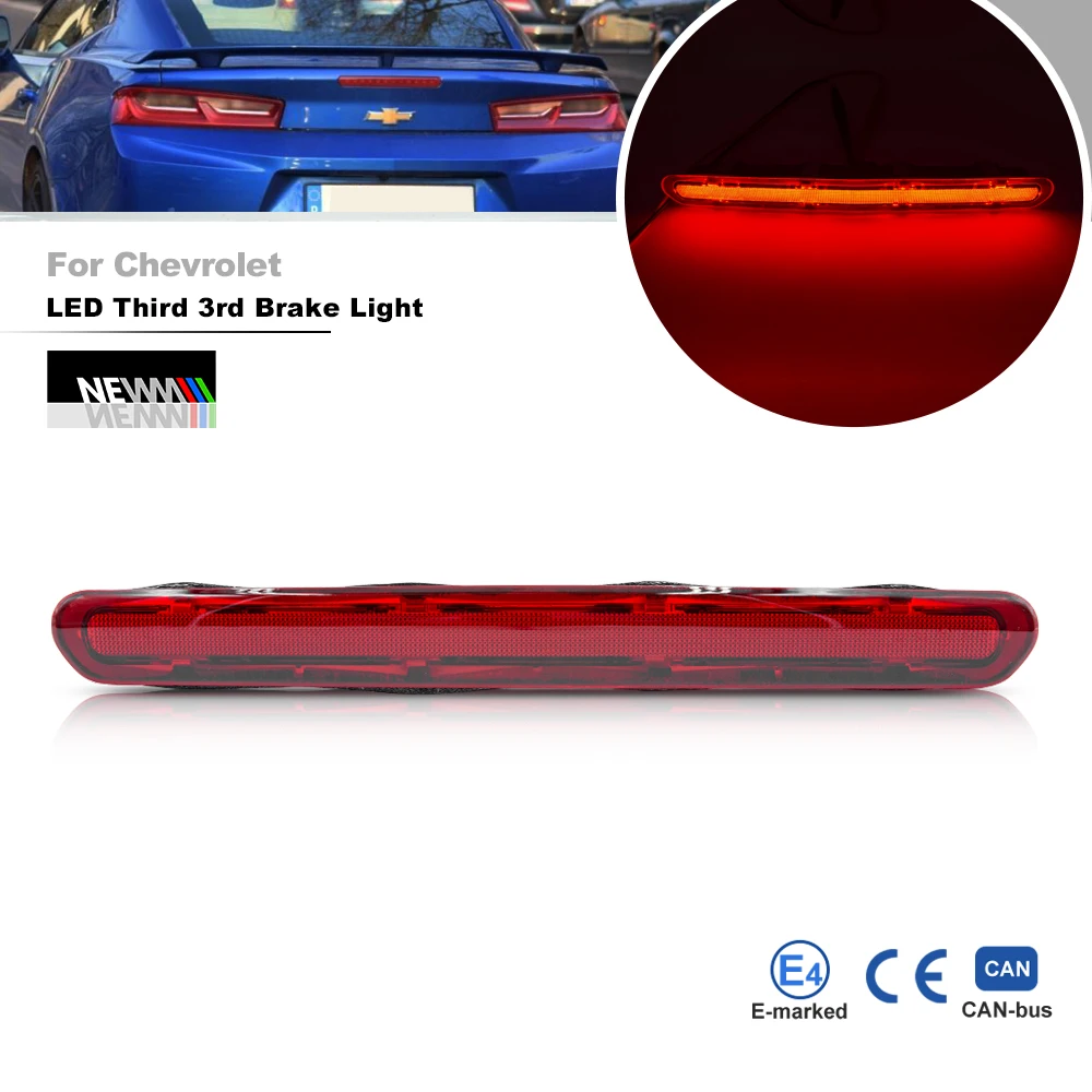 

For Chevrolet Chevy Camaro 2016-Up Red Full Led Third 3rd Brake Light Lamp