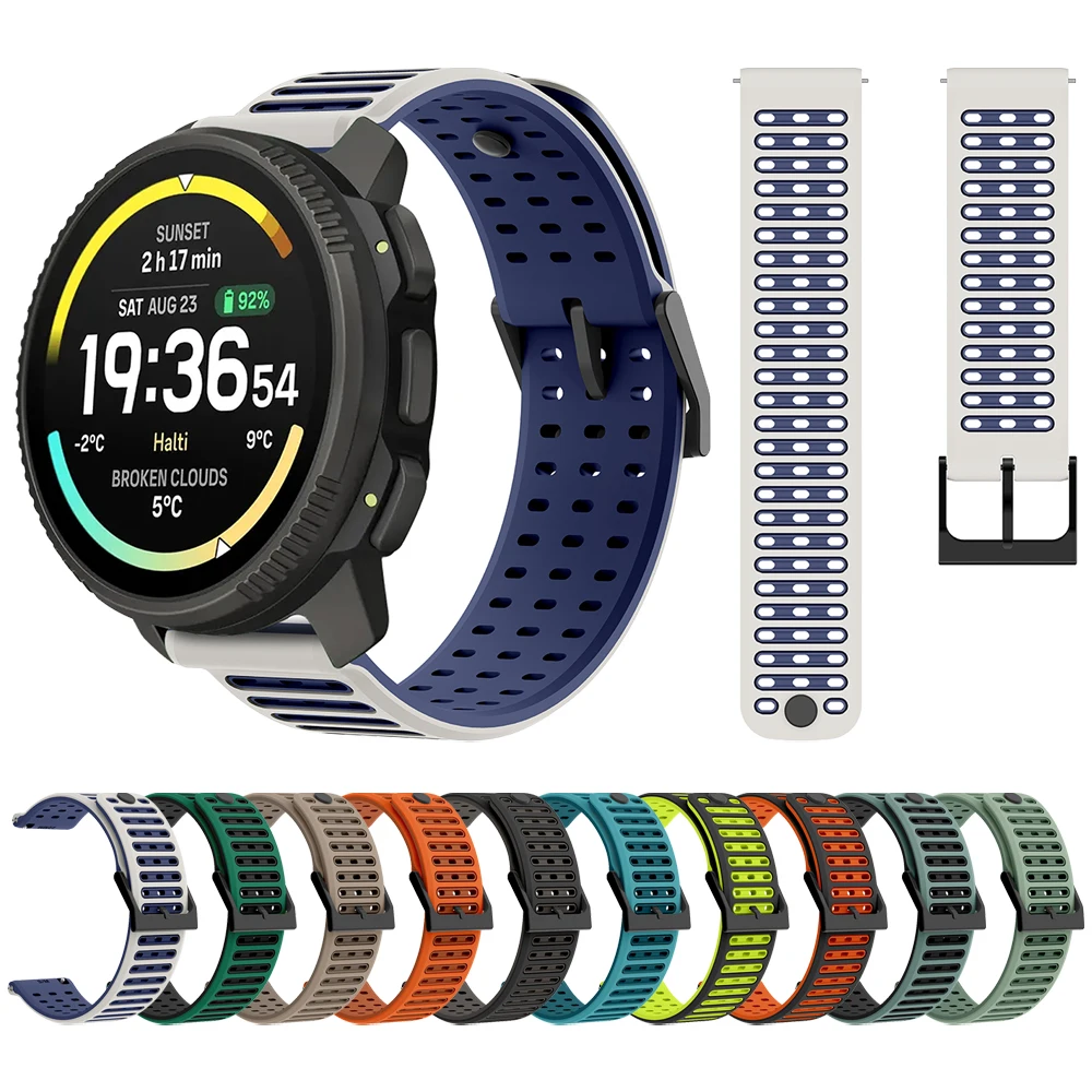 22 mm Armband 1:1 Original für Suunto Vertical 2/RACE 2 S/Run/Ocean Zweifarbiges Silikonarmband für Suunto 5/9 Peak Pro Band