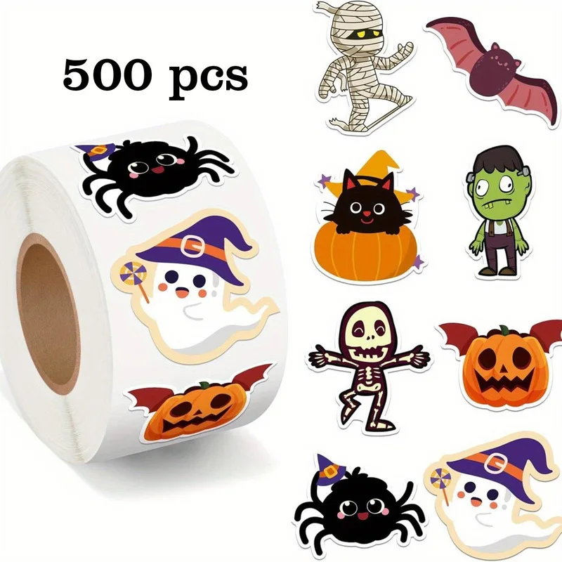 500pcs Halloween Stickers Cute Spooky Cartoon Sticker Pack For Kids DIY Crafts Scrapbooking Party Supplies