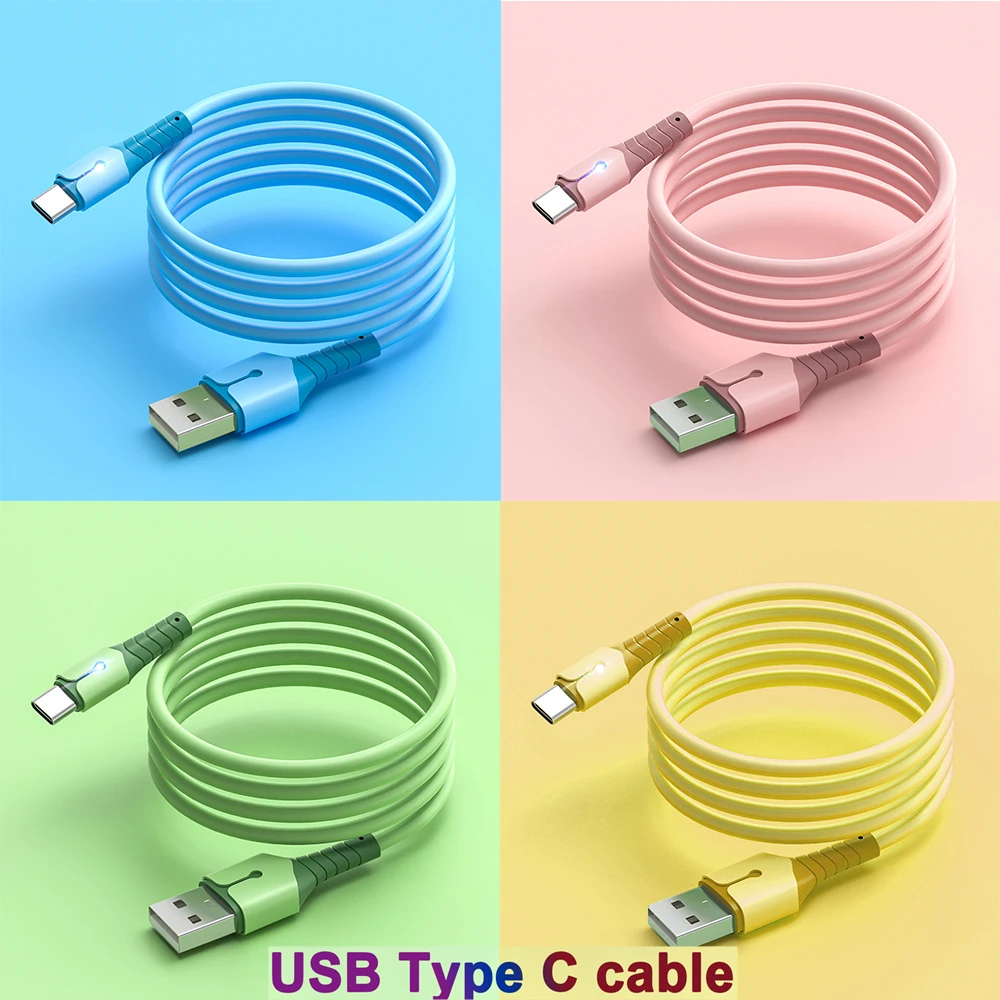 Multi Color Lightweight Liquid Data Cable Suitable for Android Samsung Type C Fast Charging Cable USB C Phone Silicone Charging