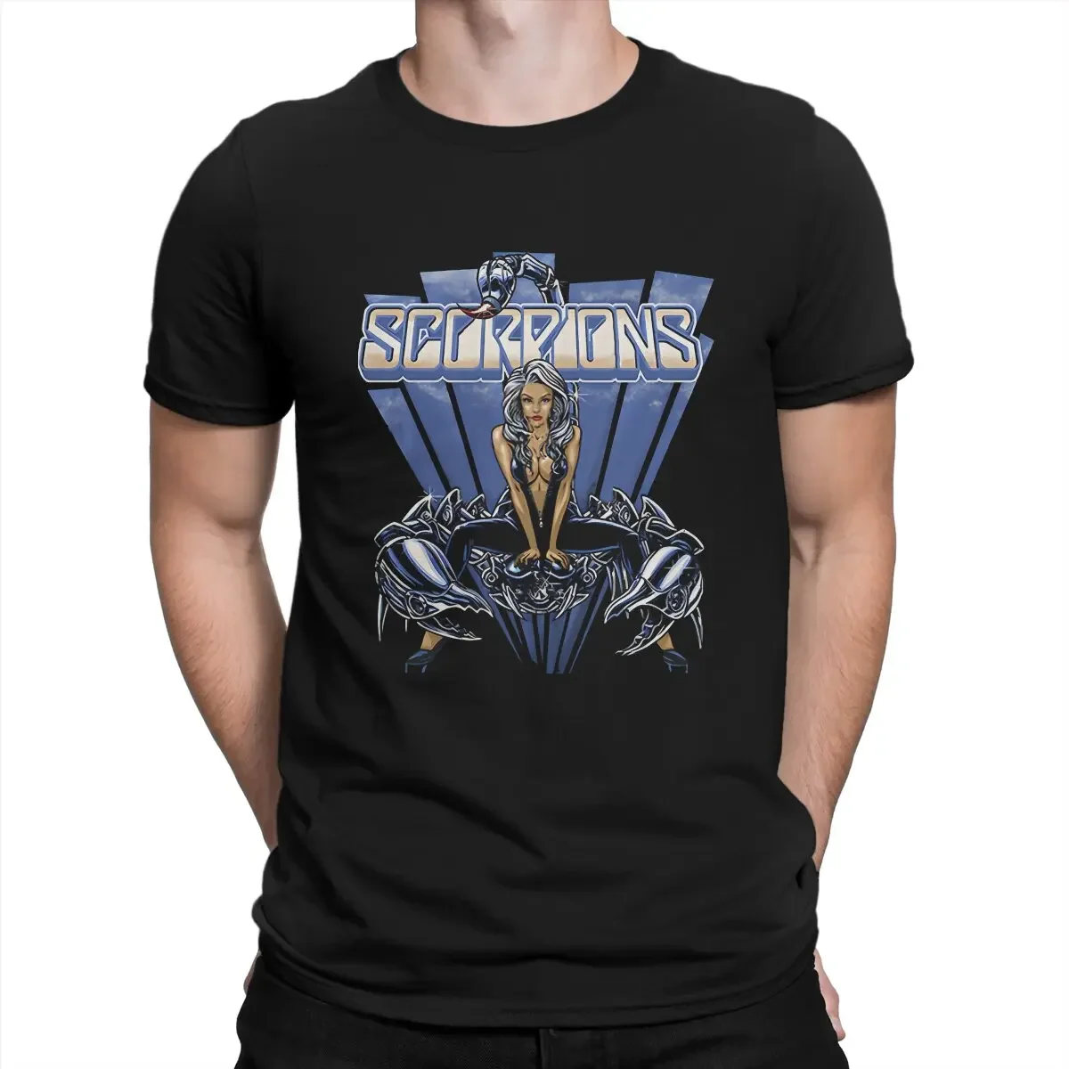 Pop Rock Music Home Living Men T Shirt S-Scorpions Vintage Tees Short Sleeve Round Neck T-Shirt 100% Cotton Graphic Clothing