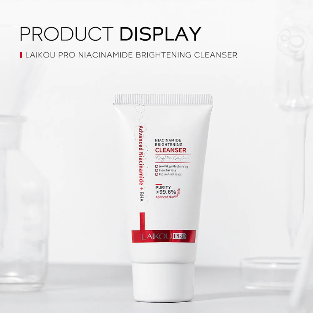 LAIKOU PRO Niacinamide Face Wash 50g, Deep Cleaning Foam Cleanser for Face, Hydrating Moisturizing Brightening Pore Minimizing