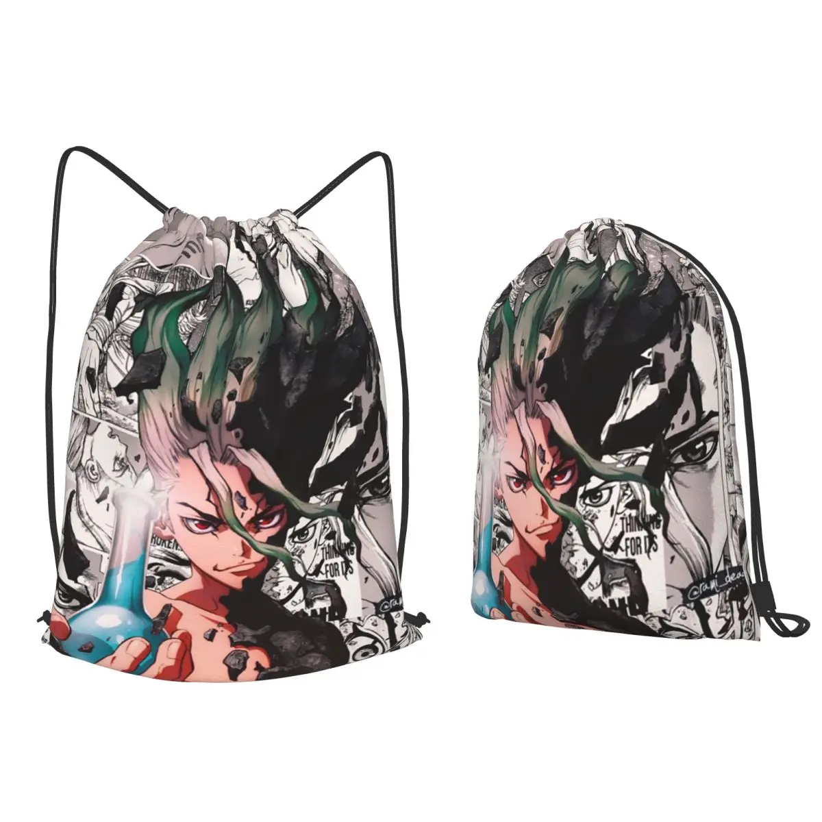 Senku Ishigami Dr Stone Apan Anime Backpacks Multi-function Drawstring Bags Sports Bag Book Bags for Man Woman Students