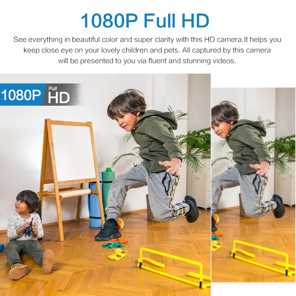 Mini caméra de surveillance intérieure WiFi HD 1080P, caméscope de sécurité, vision nocturne, détection de mouvement, enregistreur vidéo, moniteur