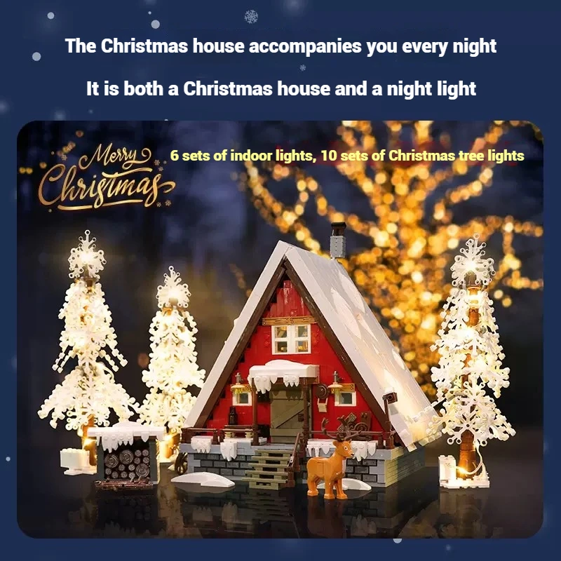 Christmas Snow House DIY Building Model Assembly Toy, Street Scene Series Building Blocks Toys Set, Children's Christmas Gift