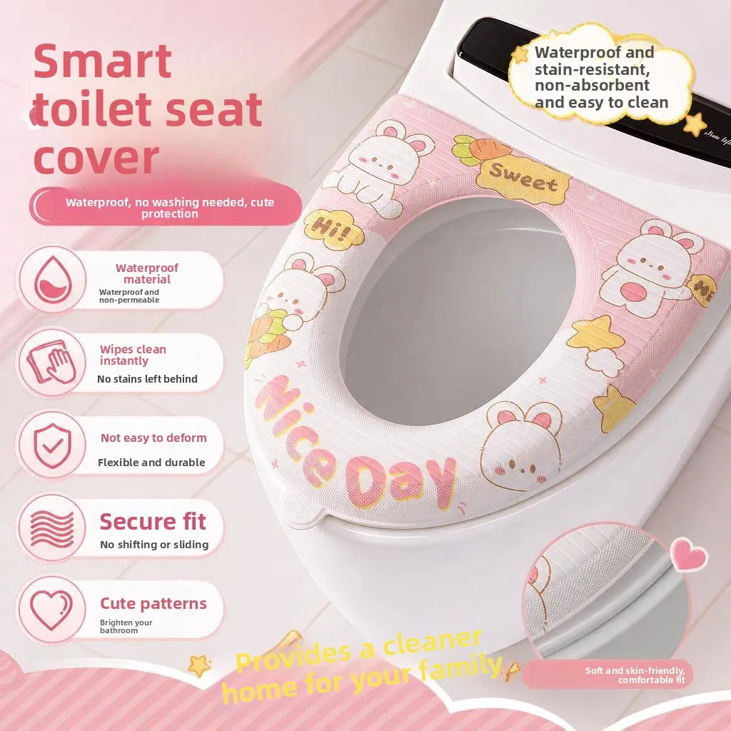 スマート便座クッションユニバーサル四季浴室電気トイレ防水洗える粘着かわいい漫画ステッカー