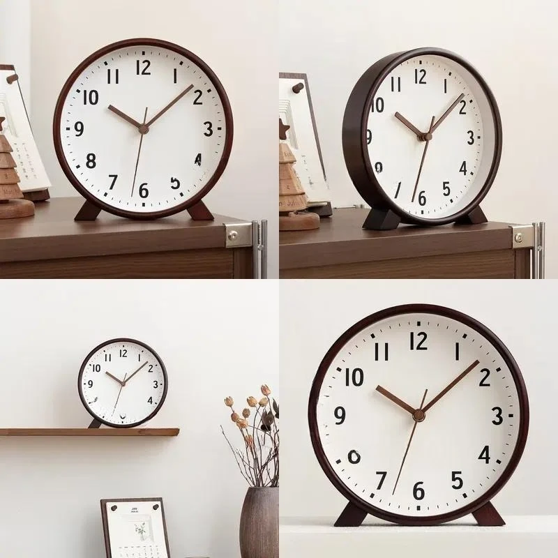 Modern Minimalist Wooden Desk Clock Mute Quartz 8 10 Inch Bedroom Living Room Table Decoration