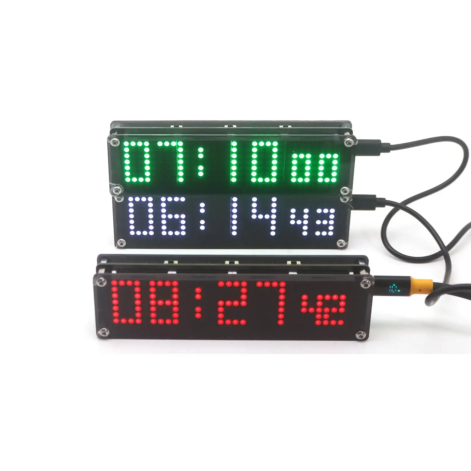 WIFI Clock W Seconds LED Dot Matrix W Audio Music Spectrum Level Meter Digital Display TIME FOR Desktop Decoration Bed Clock