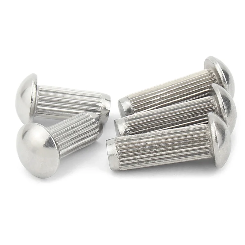 10/100x M1.6 M2 M2.5 M3 M3.5 M4 M5 M6 304 GB827 Stainless Steel Button Round Head Knurled Shank Solid Rivet Screw for Label Name