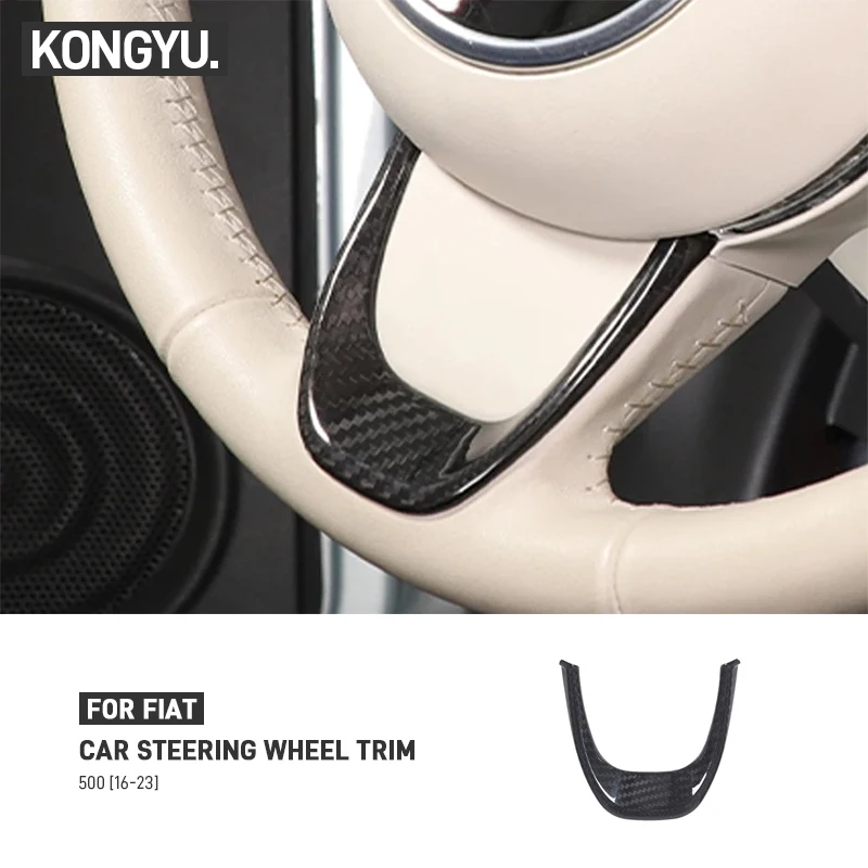 

Real Carbon Fiber For Fiat 500 2016-2023 Car Steering Wheel U-shaped Frame Cover Trim Sticker Car Interior Accessories