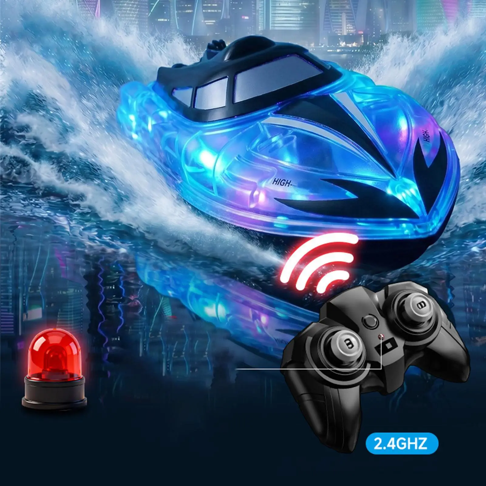 Remote Control Boat Waterproof Electric RC Racing Ship Speedboat Toy for Kids Boys Students Teens Outdoor Pool Lake Pond Gift