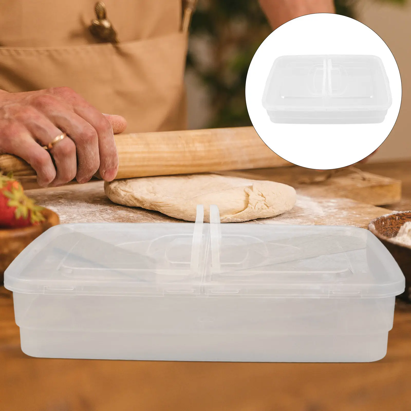 

Stackable Pizza Dough Container Ergonomic Handle Lid Easy Proofing Tray Kitchen Use Sourdough Proofing Box