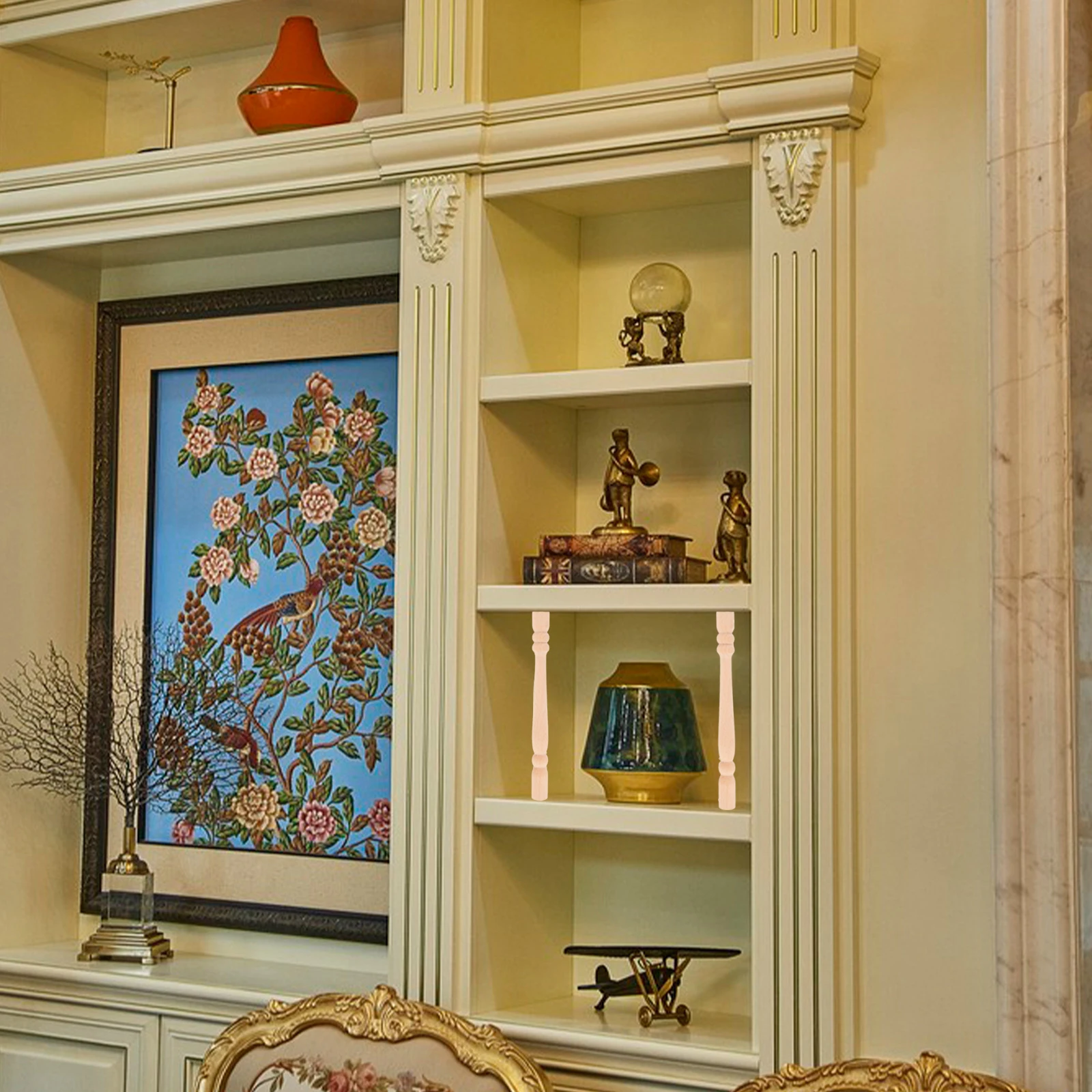 

2pcs Solid Wood Decorative Columns Unfinished Miniature Roman Pillars For Staircase Cabinet Home Craft Furniture Spindles