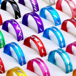 100pcs/lot Multicolor Aluminum Rings For Women Girls 5mm Wide Middle Carved Round Finger Rings Jewelry Christmas Gifts Wholesale