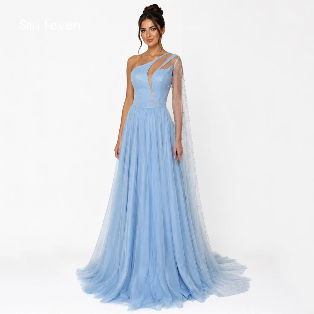 

Smileven Luxury Noval A Line Evening Dress Beading Elegant Formal Prom Dresses One Shoulder Birthday Party Gowns Customized 2026