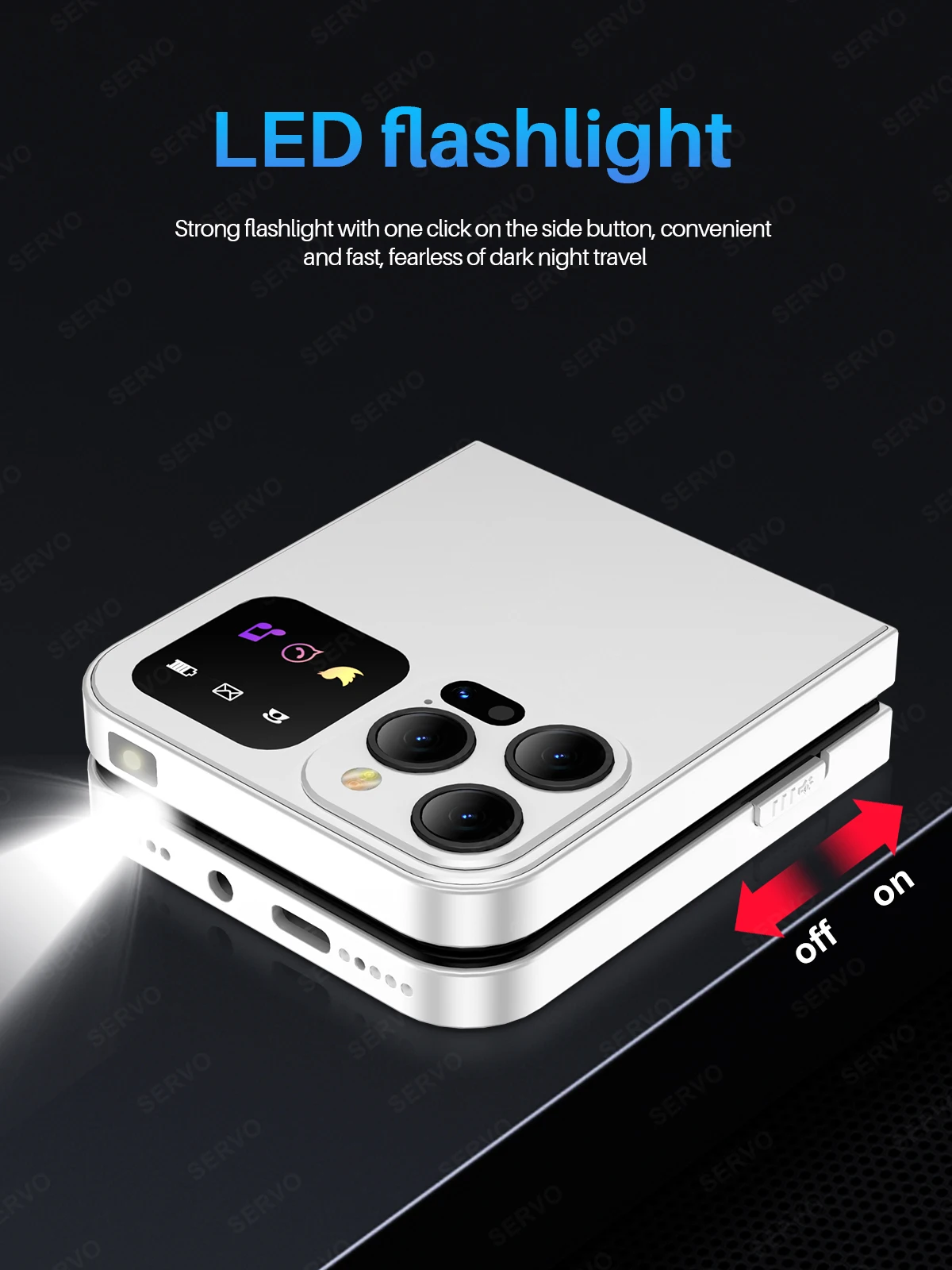 SERVO A50 PRO Foldable Mobile Phone Dual SIM Standby Call Recording Speed Dial Blacklist FM Radio 2G GSM Button Flip Cellphones