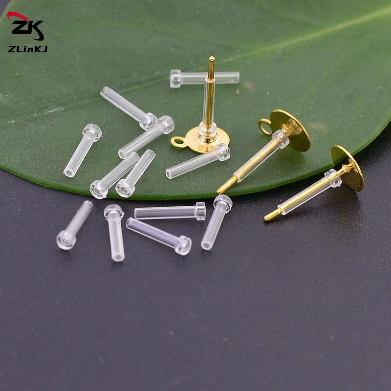 (ZYDD01) 10pcs/lot Prevent Allergy Resin Transparent Ear Cannula Earring Sleeve For DIY Ear Jewelry Accessories