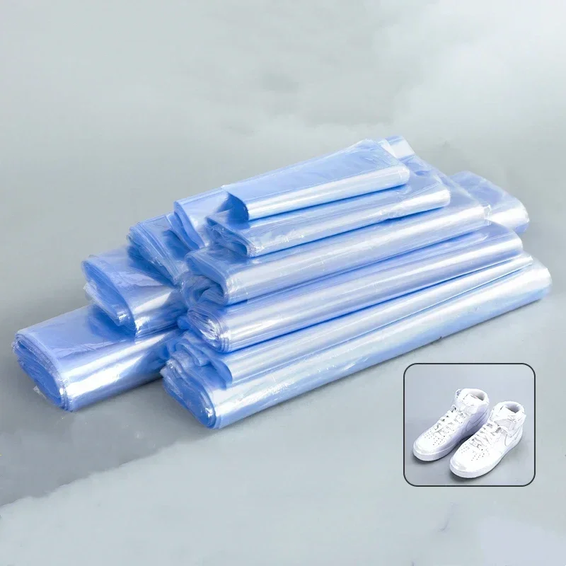 100PCS PVC Shrink Film Bag Transparent Clear Dust Moisture Proof Shoe Membrane Box Outer Package Plastic Seal Heat Shrink Bags