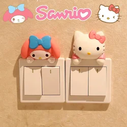 Sanurgente-Autocollant pour interrupteur Hello Kitty, décoration murale pour chambre d'enfant et de bébé, décalcomanies murales mignonnes auto-adhésives pour chambre à coucher