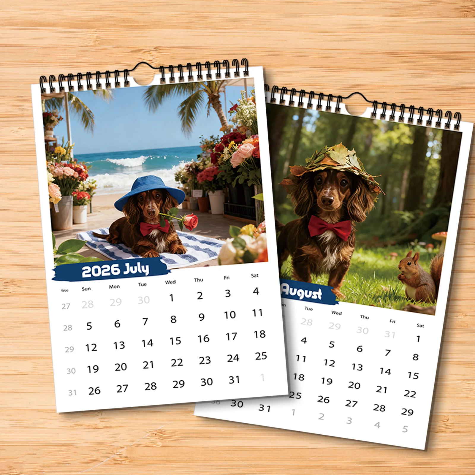 Calendrier sur le thème du teckel 2026, adapté au contrôle des dates, décoration de la maison, parfait pour les amoureux des chiens, un cadeau créatif, 1 pièce