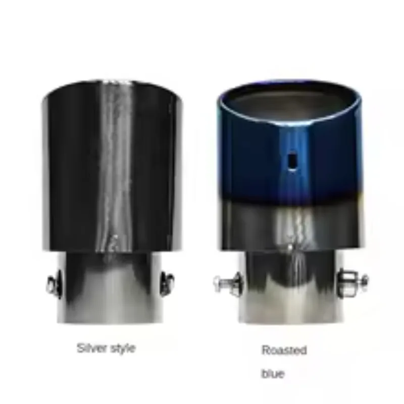 Car Exhaust Muffler Tip Round Stainless Steel Car Tail Rear Chrome Round Exhaust Pipe Tail Muffler Tip Pipe Nozzle Universal