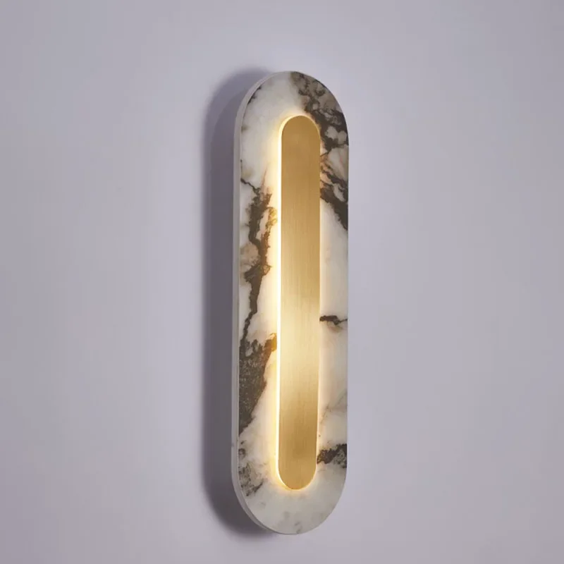 Natural Marble LED Wall Light Gold Metal New Style For Hotel Office Bedroom Living Room Aisle Restaurant Sconce Home Art Deco