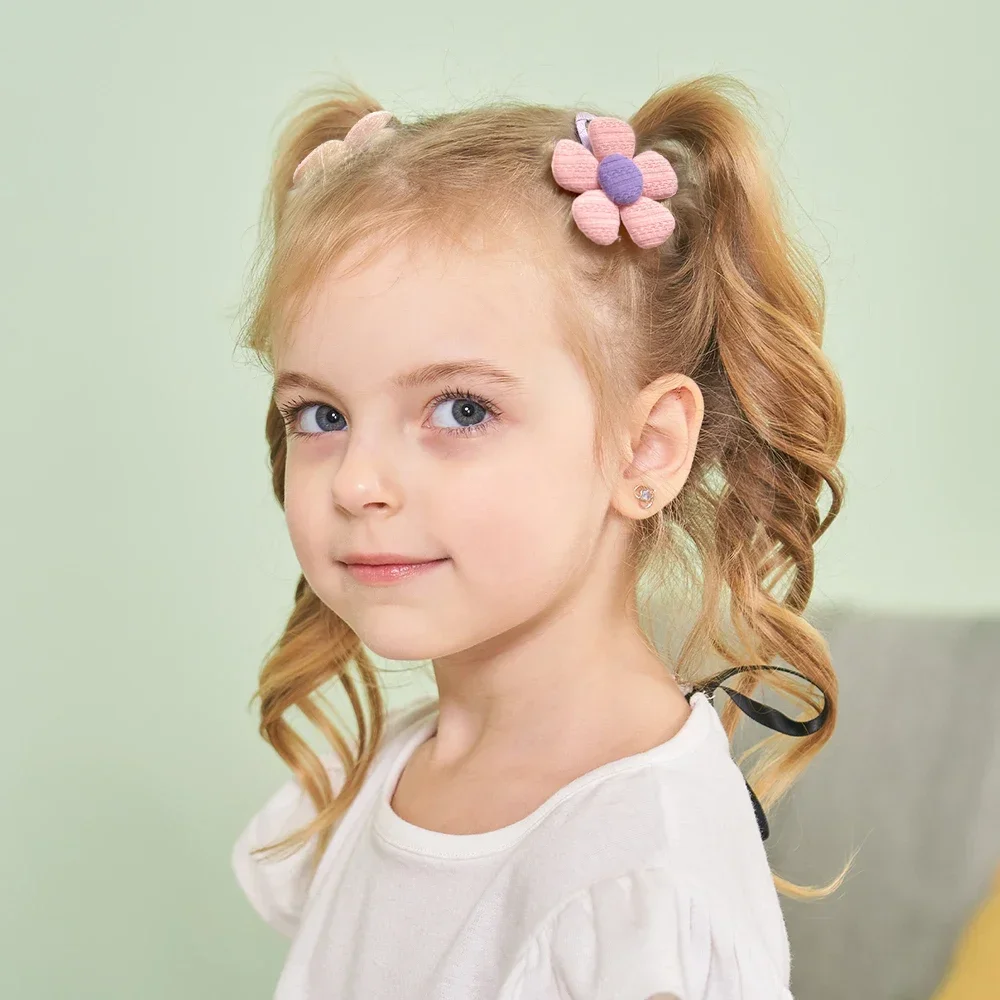 2-Piece SetChildren's Cute Fabric Flower Pair Clip Hair Accessories Girl Hairpin Temperament Clip Baby Headdress Gifts Wholesale