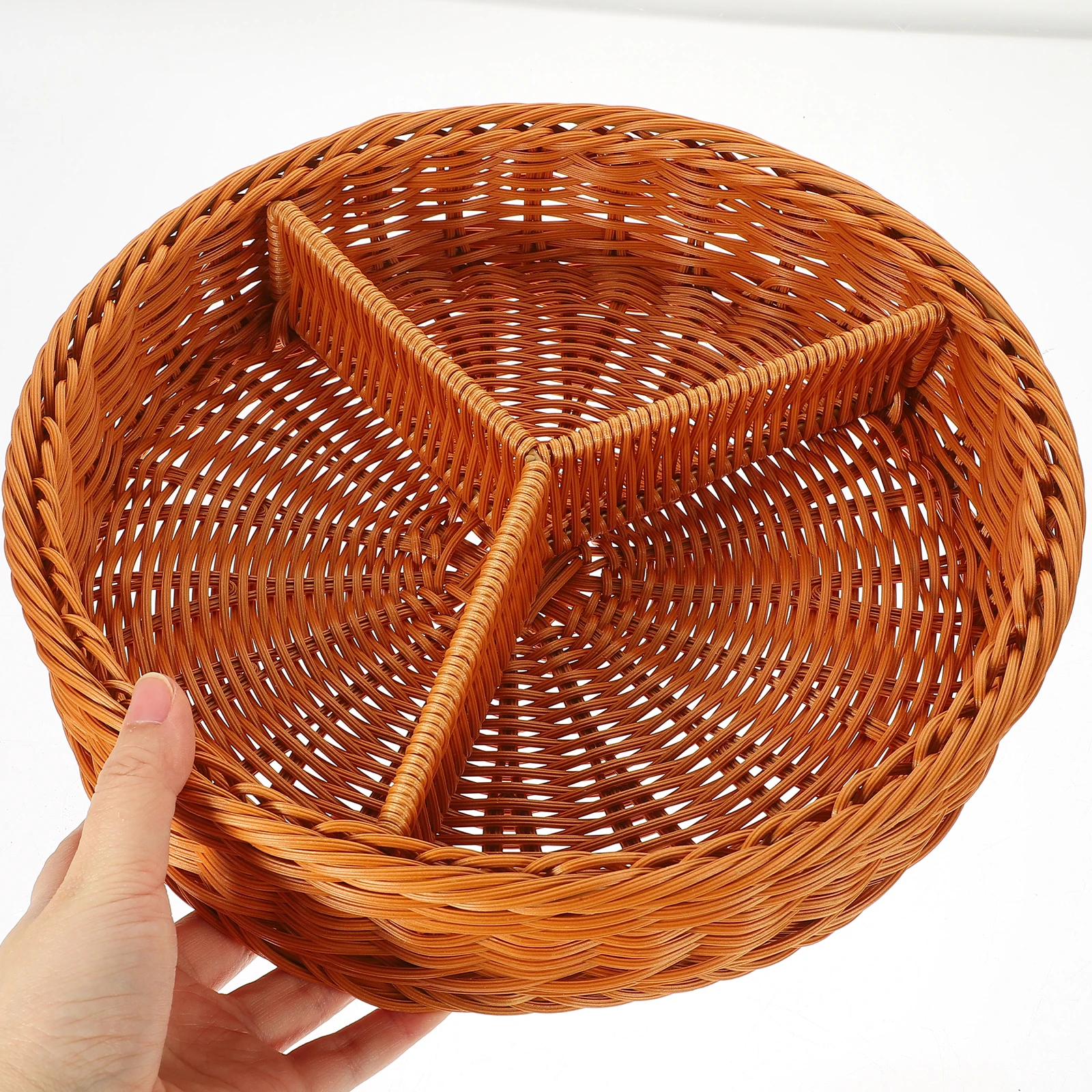 

Multi-Grid Woven Storage Basket For Fruits Snacks Bread Rustic Tabletop Food Holder Imitation Rattan Tray Kitchen Sundries