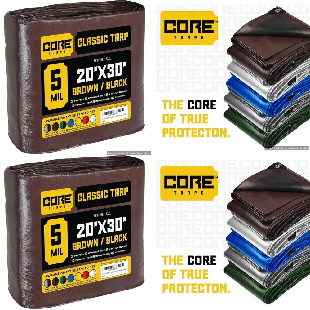 

Прочные водонепроницаемые УФ-стойкие полимерные тенты толщиной 5 мил с усиленными краями для патио, бассейнов и лодок (20' x 30' коричневый/черный)