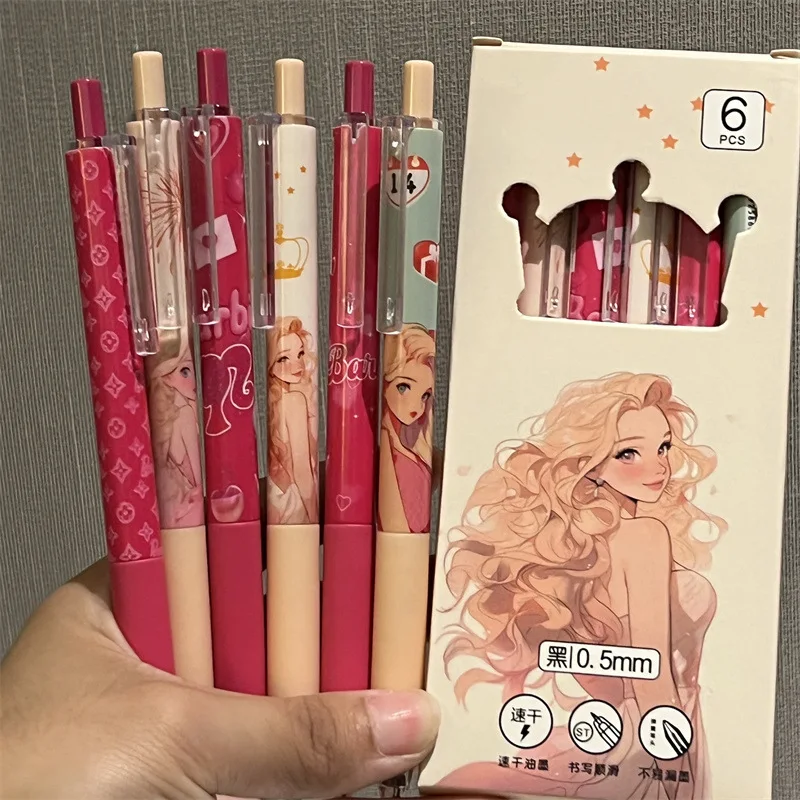 barbie princess gel ink pen escrita suavemente desenhos animados bonitos engracado kawaii artigos de papelaria escolar presente das criancas pcs por pacote 01