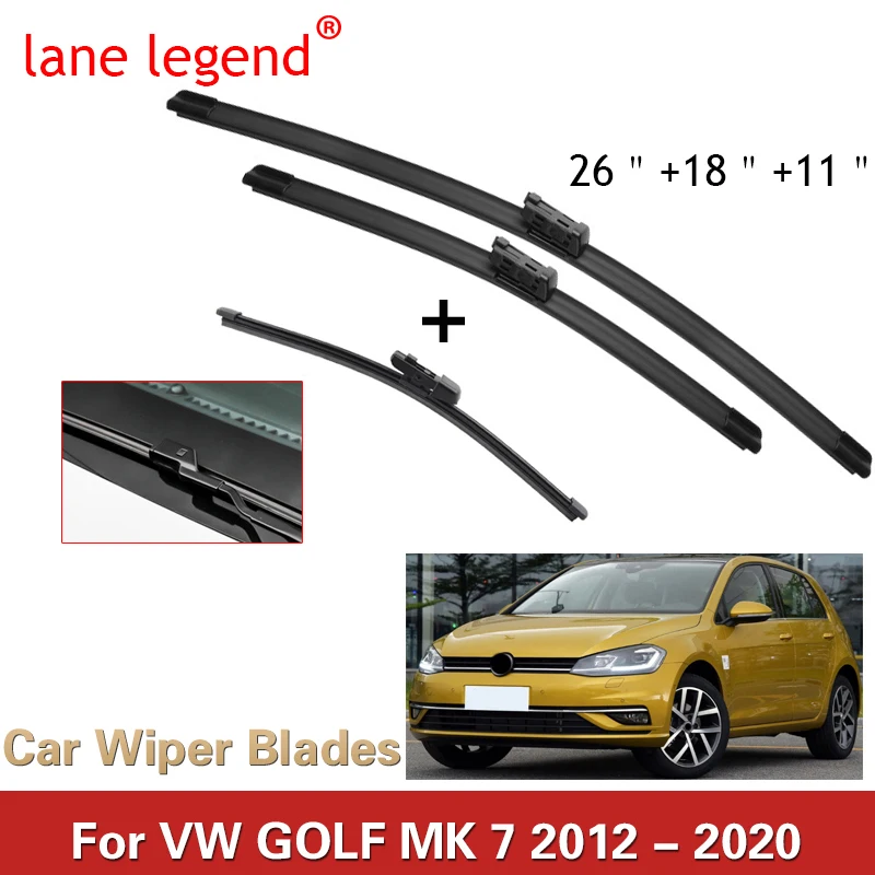 LHD Wiper Front Rear Wiper Blades Set For VW Golf MK 7 2012-2020 2019 2018 2017 2016 2015 Windshield Windscreen 26\