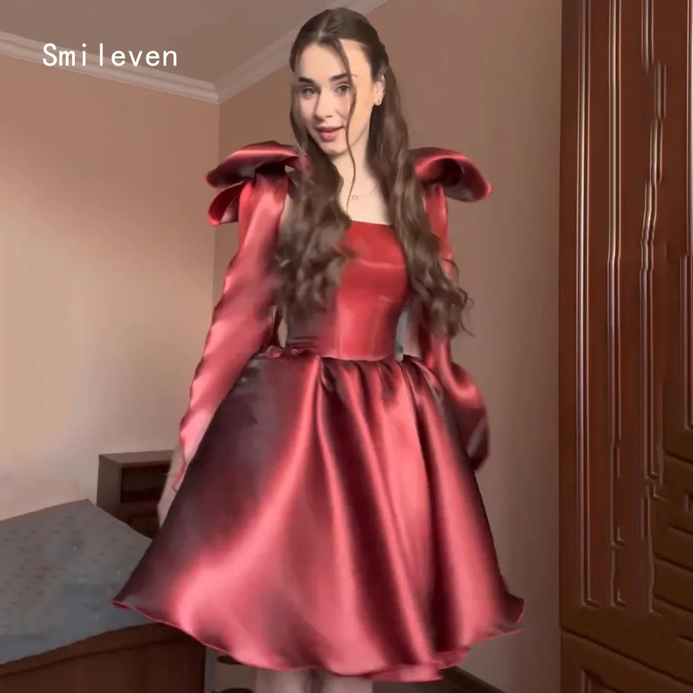 smileven-luxury-noval-robe-de-soiree-courte-coupe-a-line-a-bretelles-spaghetti-robes-de-bal-formelles-robes-de-fete-a-nœud-rouge-personnalisable-2026