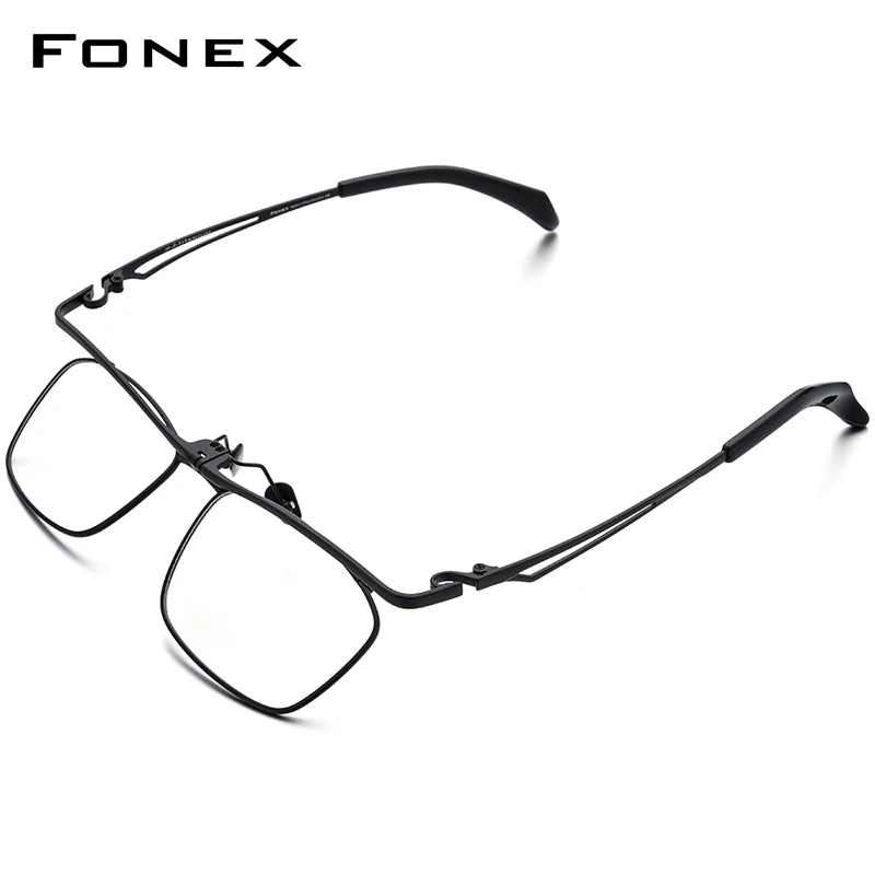 FONEX 180° Flip Titanium Eyeglasses Frame Men 2022 New Square Glasses Full Frames Korean Eyewear F8043