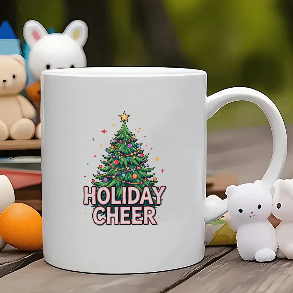 

11oz cartoon Christmas tree mug + Holiday Joy Christmas Gift Kids Cup Family Office Coffee Cup Set