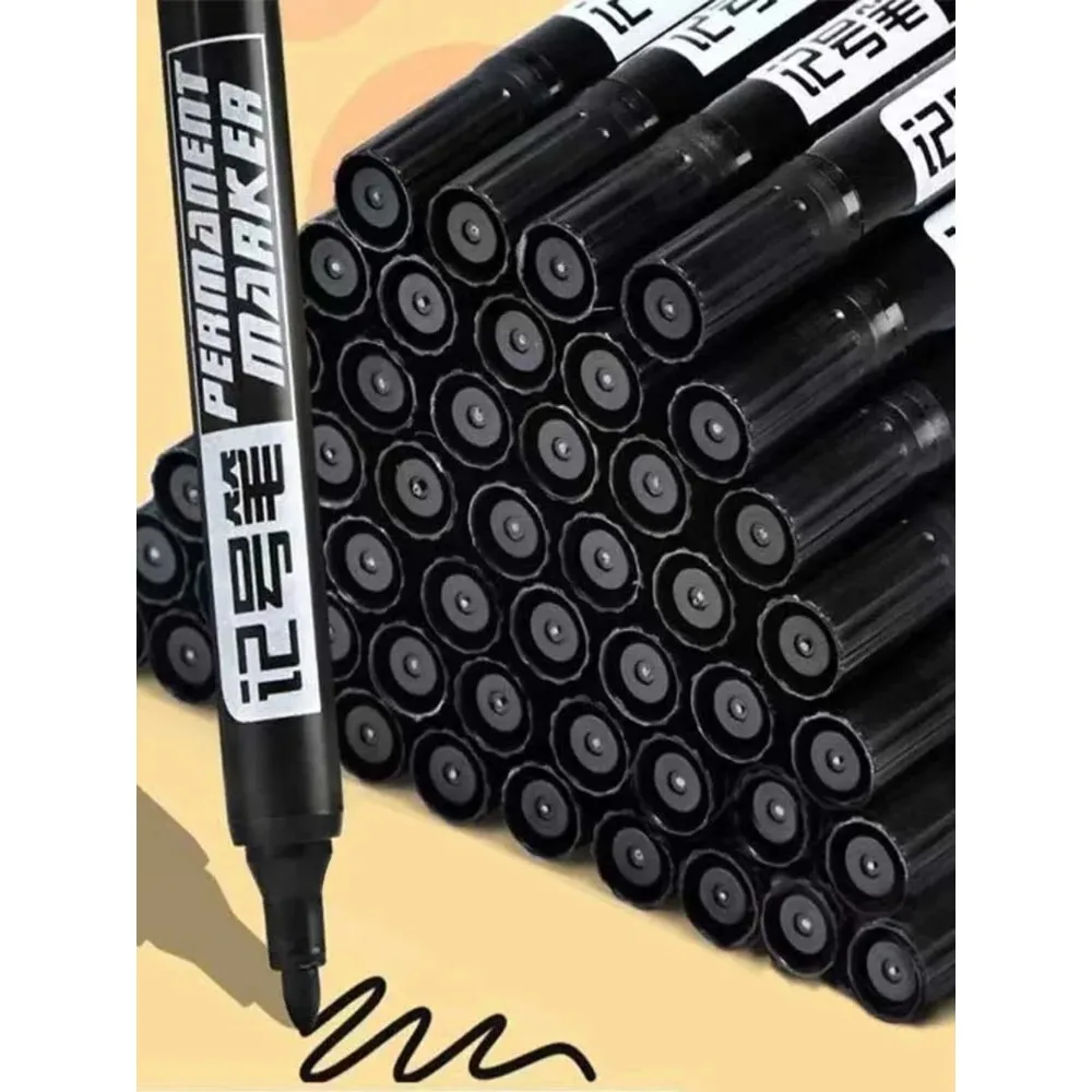 

10 маркеров на масляной основе, черные маркировочные ручки, водонепроницаемые и не выцветающие, экспресс-доставка, ручки с большой головкой, не стираемые