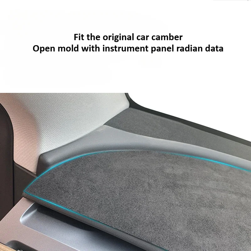 Für Tesla Model 3 Y YL Juniper Highland 2025 2026 Wildleder Armaturenbrett-Abdeckung Sonnenschutz Anti-UV Rutschfeste Armaturenbrett-Sonnenschutzmatte – Detail 5