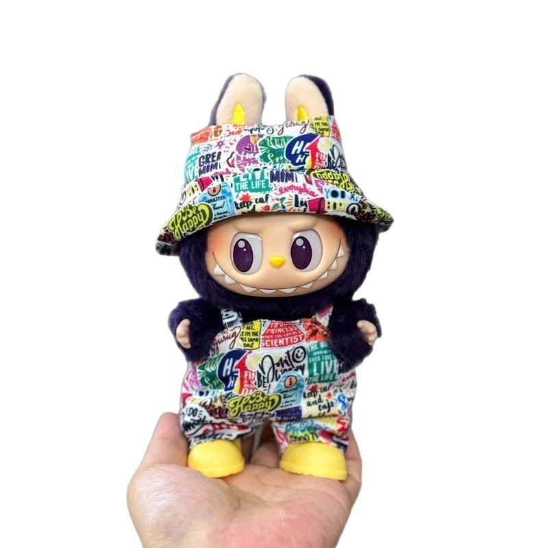 17 سنتيمتر ل Labubu موضة أفخم قلادة طبعة محدودة الملونة إكسسوارات دمي مهرجان الهدايا دمية موضة ملابس دمى