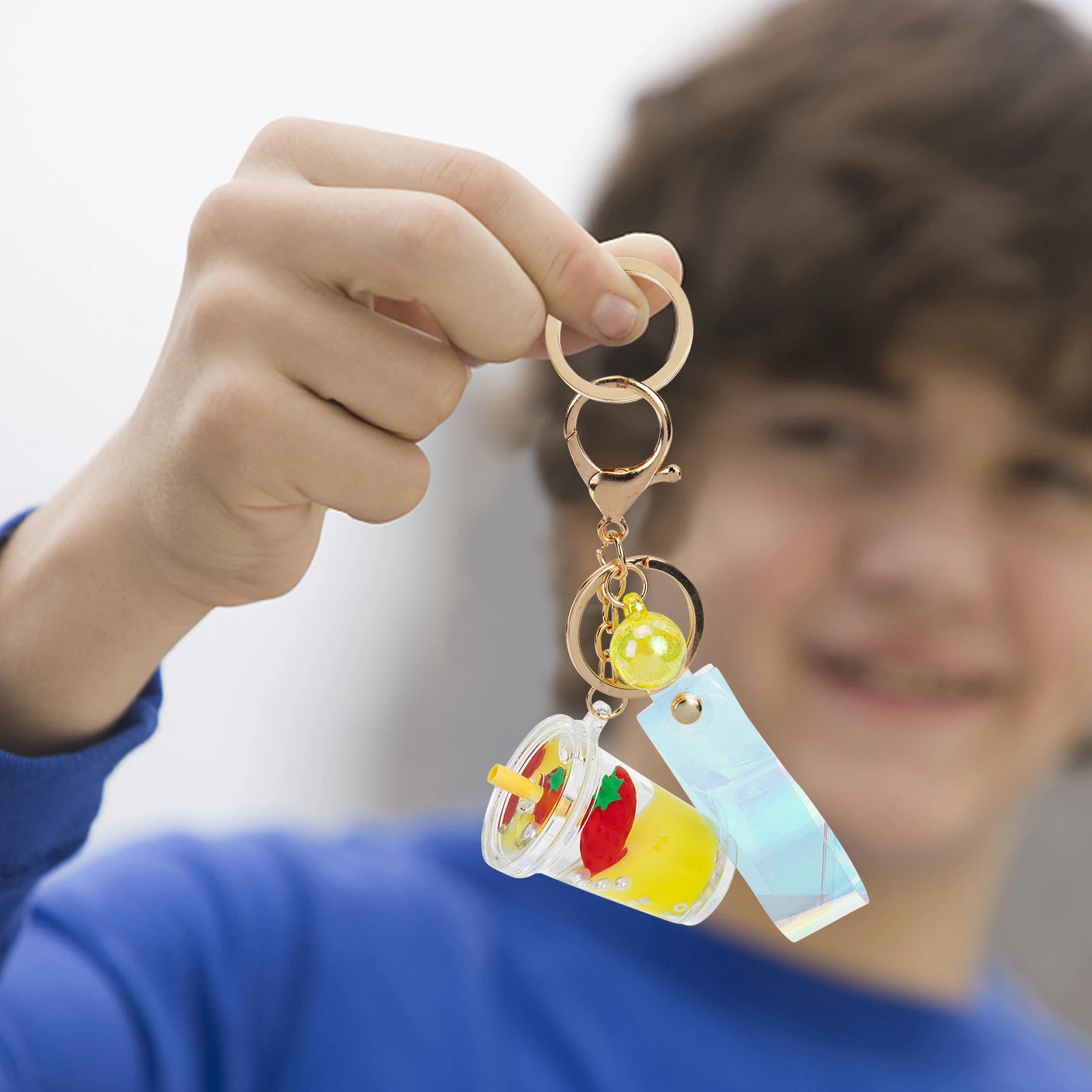 

Strawberry Milk Tea Keychain Mini Bag Pendant Lightweight Key Ring For Diy Craft Wedding Gift Milk Tea Cup Purse Hanging