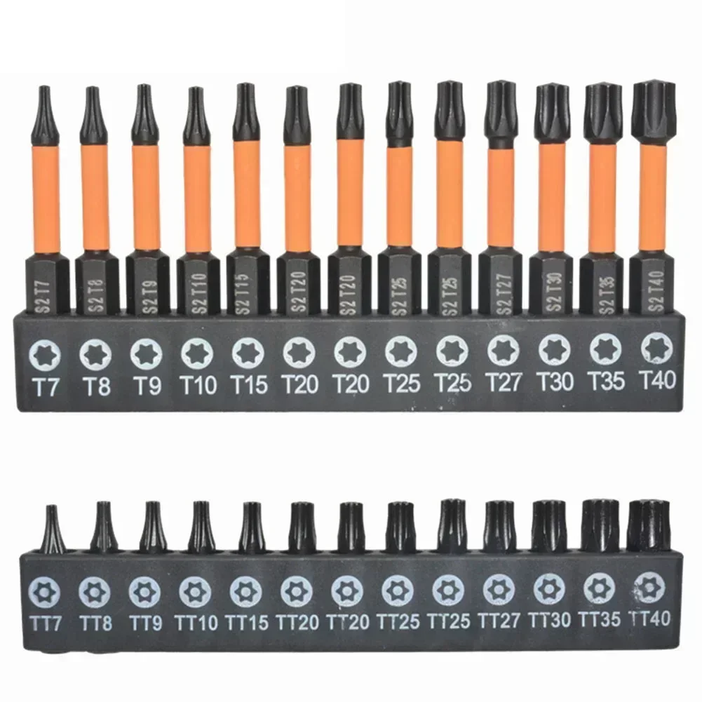 26pcs Screwdriver Bit Set T7-T40 Star Plum Solid Hollow Screwdriver For Appliance Repair Installation 50mm 25mm Hand Tools