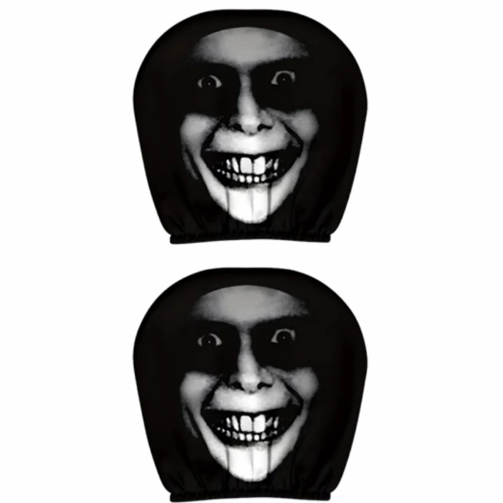 2Pcs Cartoon Car Headrest Covers Funny Face Expressions Cool Decorations Car Pillowcase Soft Comfortable Exaggerated