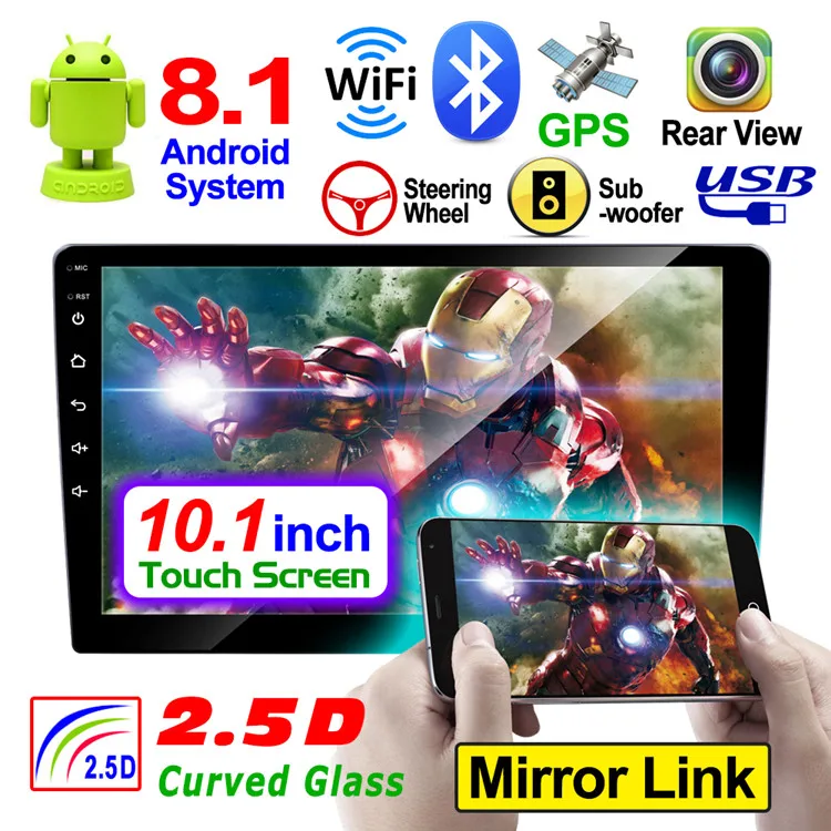 10.1 Inch Touch Screen Car Radio Android Car Multimedia Player Fast Operation Speed Android 8.1 System GPS Navigation Stereo