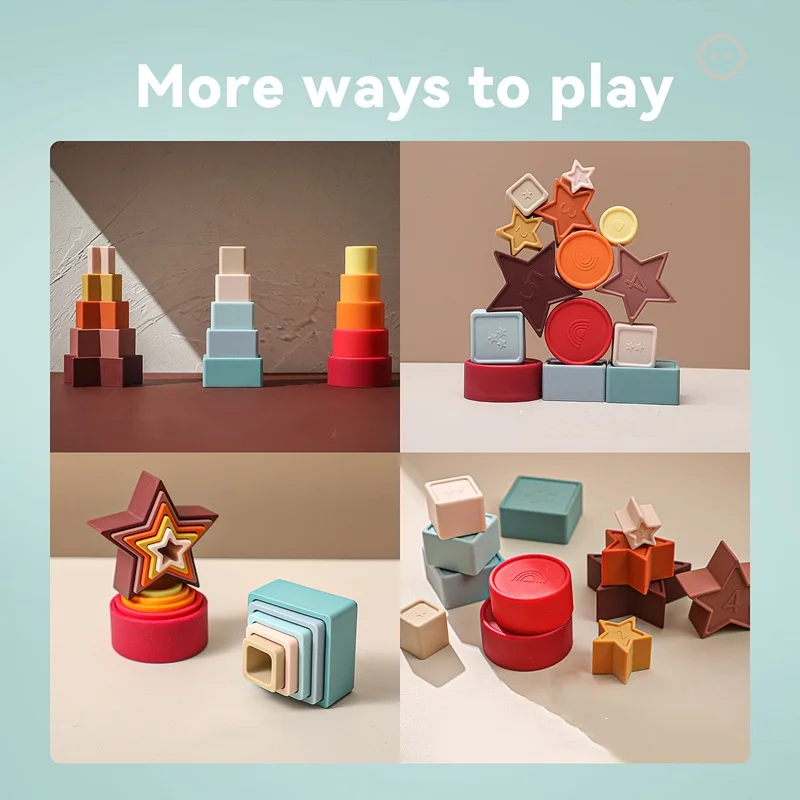 Puzzle Toys for Kids 1 Year Old Colors Shapes Cognition Montessori Educational Learning Toys Stacking Cups for Infant Toddler