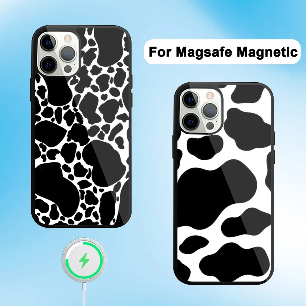 

Cute Cow Print Fashion Phone Case For iphone Pro Max 11 Plus 12 14 15 13 Mini Magsafe Magnetic Wireless Charging Shell