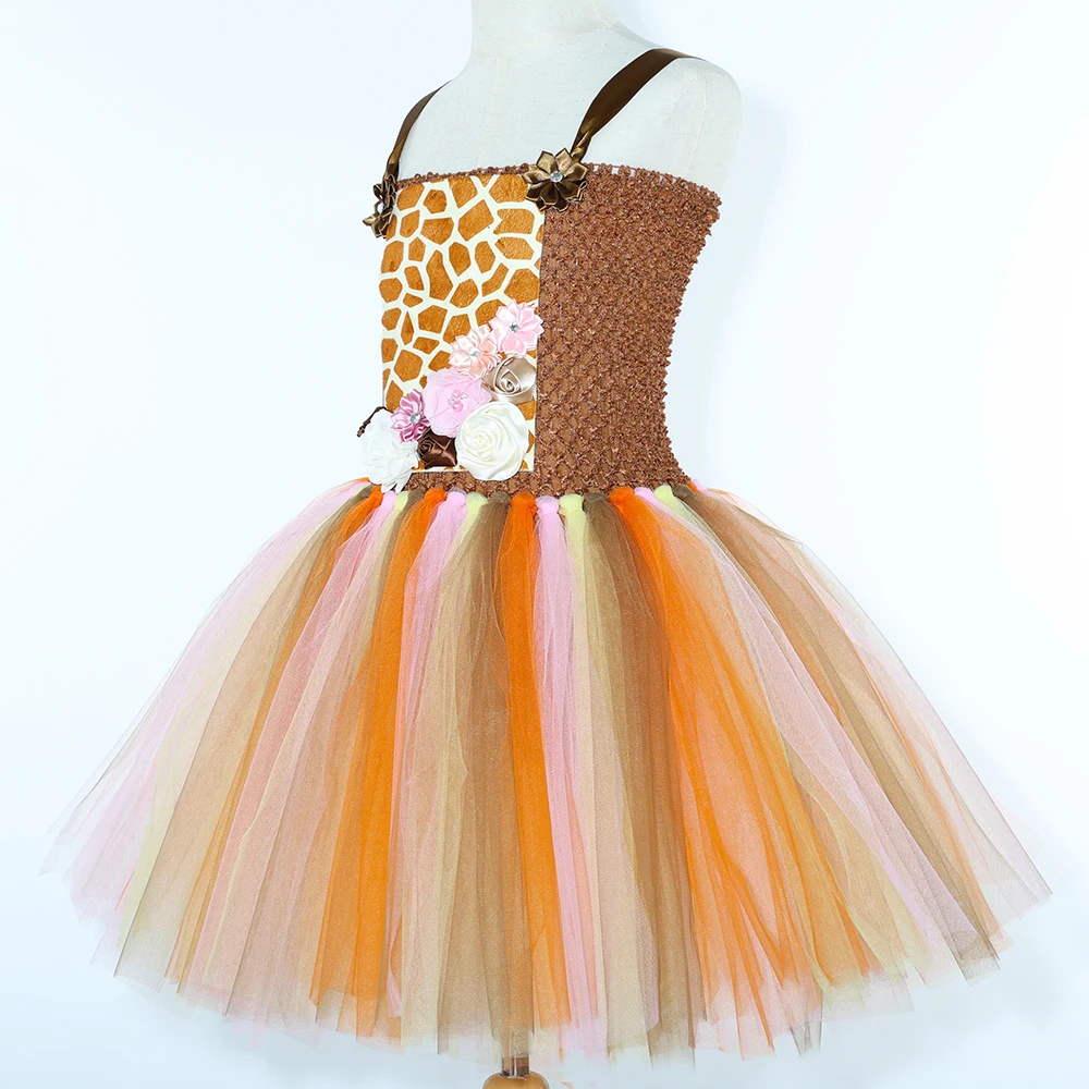 Giraffe Tutu Dress Costume Kids Halloween Jungle Party Animal Dress Up Toddler Girls Flowers Tulle Dress Safari Birthday Outfits - view 3
