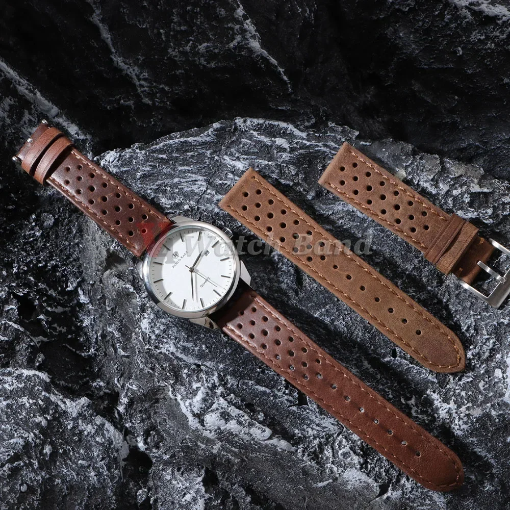 خمر حزام من الجلد الطبيعي 18 20 22 مللي متر الرجال النساء تنفس سوار العالمي جلد البقر حزام (استيك) ساعة اكسسوارات الرياضة حزام المعصم