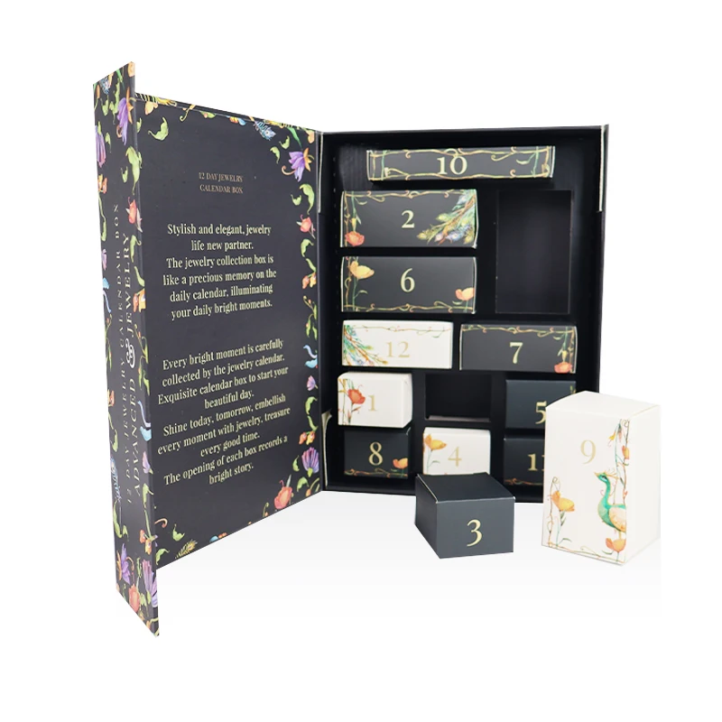 Customization.Customized Christmas Beauty Gift Box Black Countdown Empty Different Sizes Advent Calendar Box Packaging