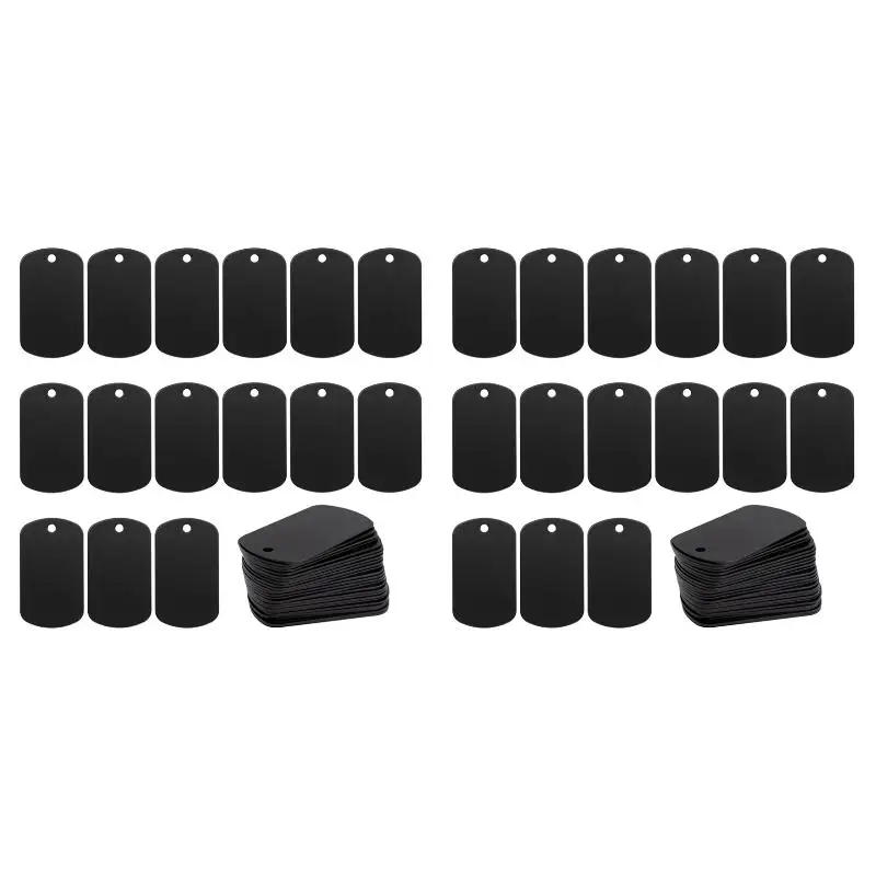 2PackX(50 Pcs Metal Stamping Blanks Black for Stamping Engraving Blanks Aluminum Stamping Blanks Keychain Blank Dog Tag)