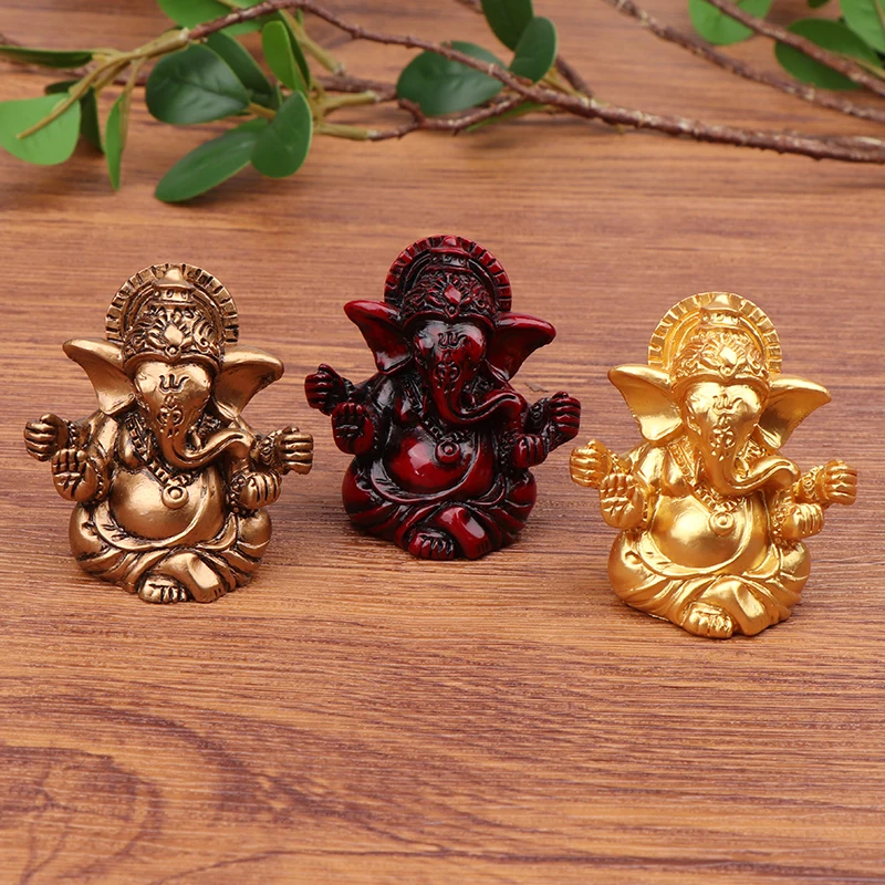 Rresin Ganesha Buddha Statue Elephant God Sculptures Ganesh Figurines Man-made Stone Home Garden Buddha Decoration Statues