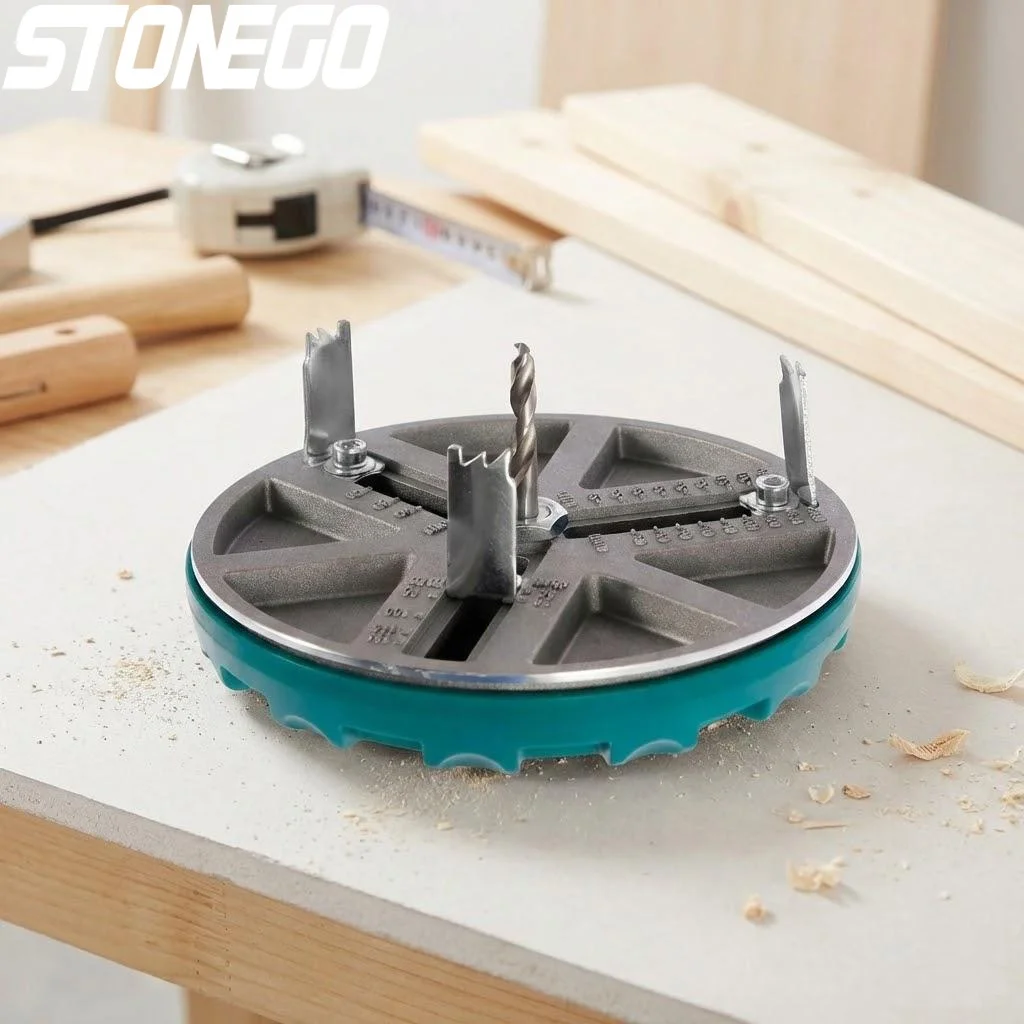 

STONEGO Adjustable Universal Woodworking Hole Opener Plank Plasterboard Plastic Aluminum Hole Punching Tool